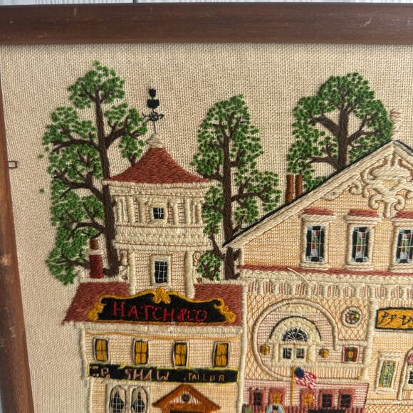1980s Framed Vintage Dimensions Crewel Victorian Street Charles Wysocki 17x20 - Picture 2 of 12